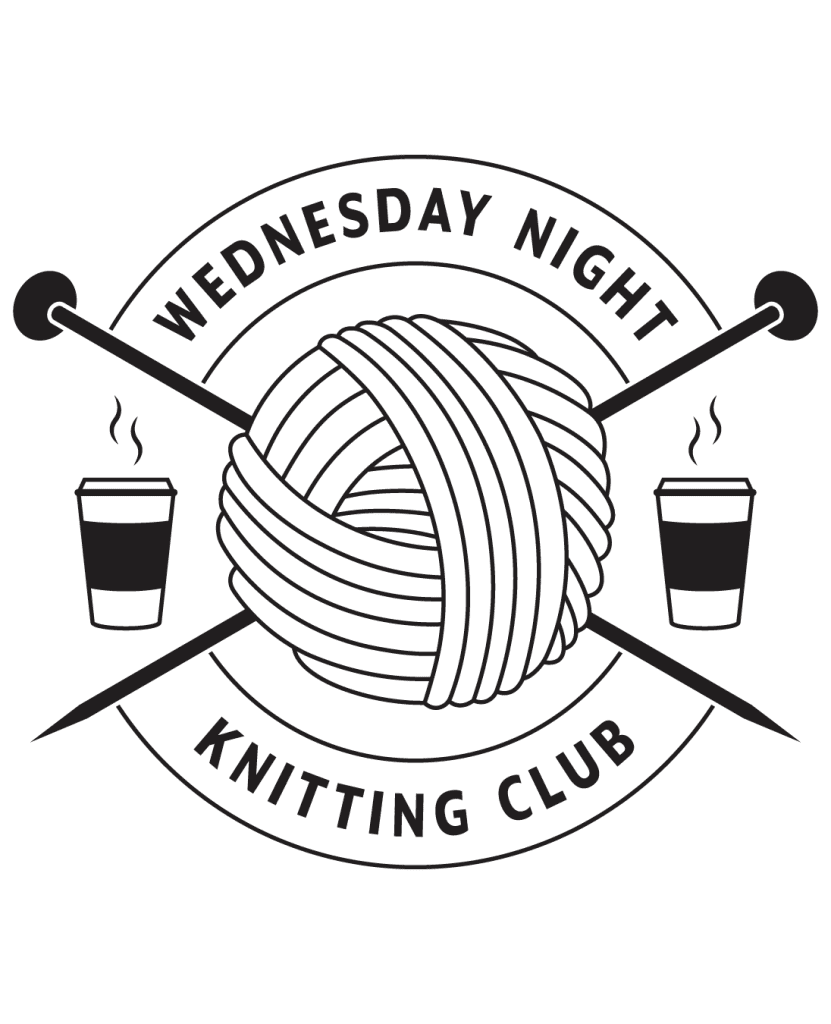 Production logo for the play, Wednesday Night Knitting Club.